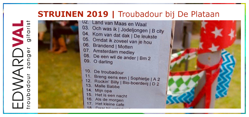 troubadour zanger gitarist edward val senioren dementie alzheimer zorgtainment oude liedjes hollandse klassiekers struinen