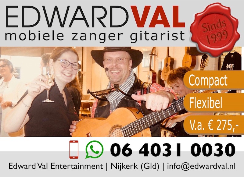 receptie troubadour edward val rondlopende entertainer zang gitaar 