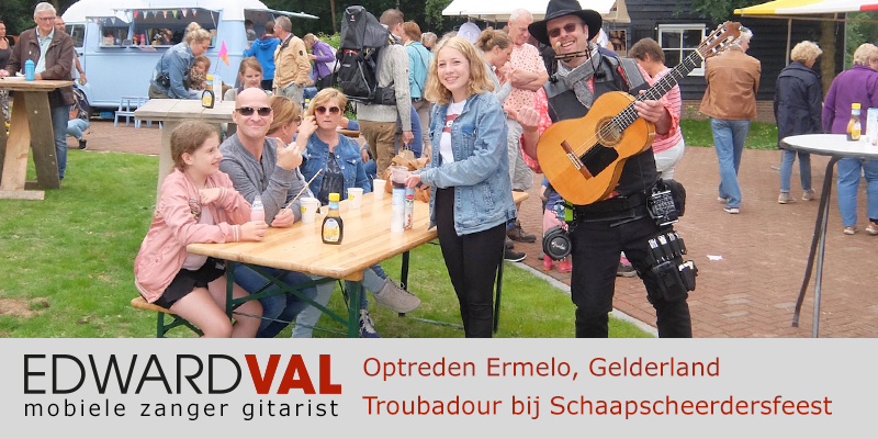 Gelderland | veluwe Ermelo trouwjubileum Optreden troubadour inhuren bedrijfsuitje zanger gitarist Edward Val familie feest boeken