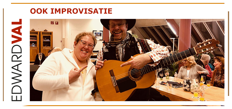 afscheid hulde collega troubadour-improvisatie-liedjes-grappig-zanger-Edward-Val-persoonlijk-in-zonnetje