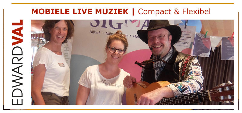 muzikaal welkom entree act bedrijfsopening akoestische live muziek muzikaal entertainer edward val optreden boeken troubadour gezellig feestje mobiele muzikant