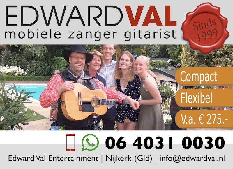 huwelijksjubileum mobiel troubadour inhuren trouwfeest 25 40 50 jaar getrouwd familiefeest edward val Elst Duiven Huissen Arnhem Gelderland