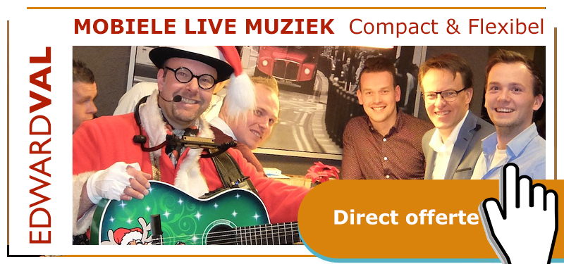 Offerte kerst | kerstact Eddie Xmas zingende kerstman boeken kerstborrel muzikant inhuren troubadour edward val kerstmarkt santa