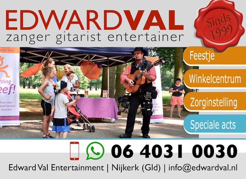 Kleef 2018 groot-Stichting-Kleef-Zanger-gitarist-bedrijfsfeest-Apeldoorn-Mobiele-live-muziek-inhuren-Troubadour-Edward-Val-Muzikale-animatie-Prestatieloop-Kleef-run-Optreden-Het-Loo