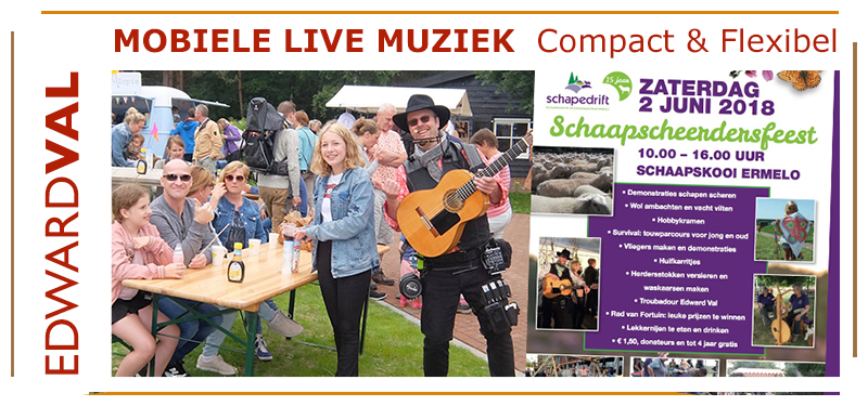 Schaapskooi 2018-Ermelo-Mobiele-muzikant-Zanger-gitarist-troubadour-Edward-Val-Optreden-Schaapscheerdersfeest-foodtruck huren-rondlopend-entertainment