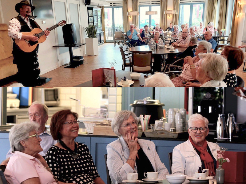 Aalten Marga Klompe Stegemanhof Troubadour zanger gitarist Edward Val Meezingliedjes Nederlands senioren zorginstelling