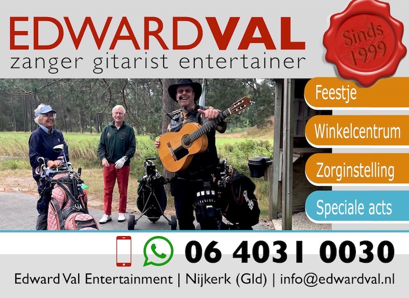 golfbaan nunspeet hulde muzikaal in het zonnetje zetten verrasssing troubadour edward val zanger gitarist boeken gelderland